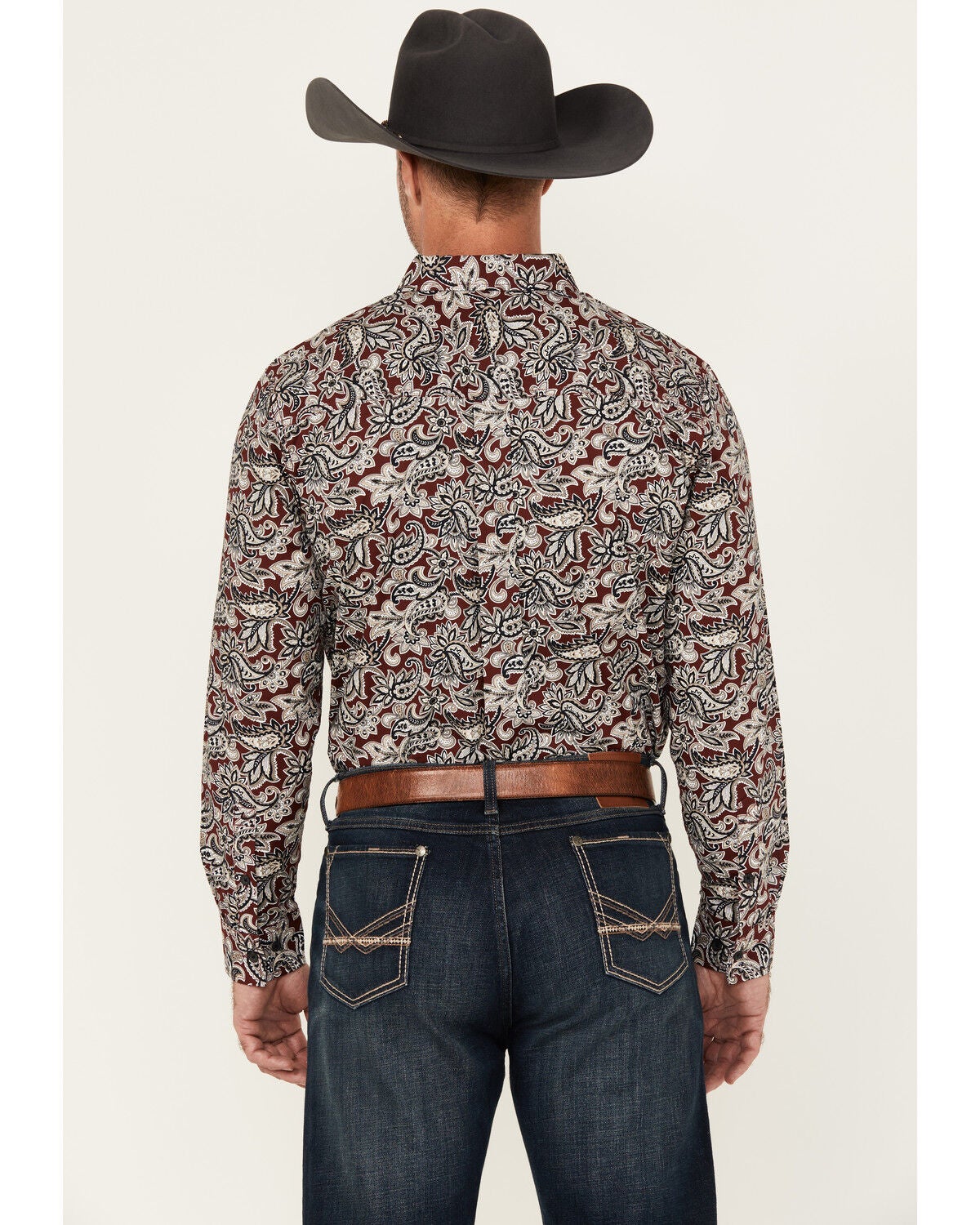 Image #4 - Cody James Men's Max Paisley Print Long Sleeve Button-Down Stretch Western Shirt, Burgundy, hi-res