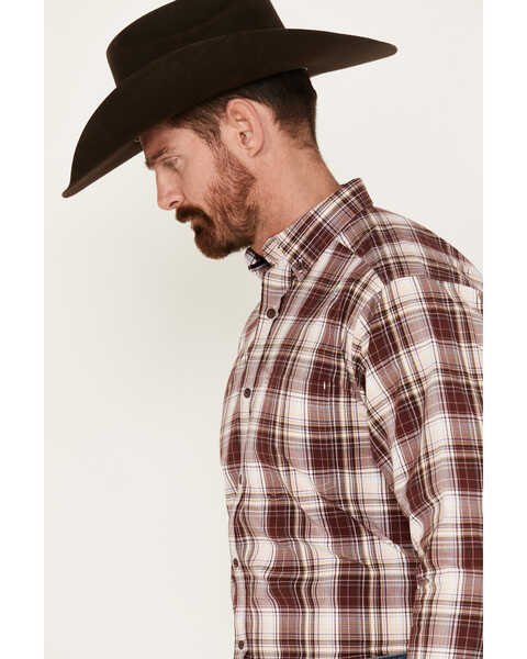 Image #2 - Ariat Men's Adrian Plaid Print Long Sleeve Button-Down Western Shirt , Maroon, hi-res