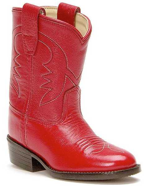 Old West Toddler Girls' Western Boots - Round Toe, Red, hi-res