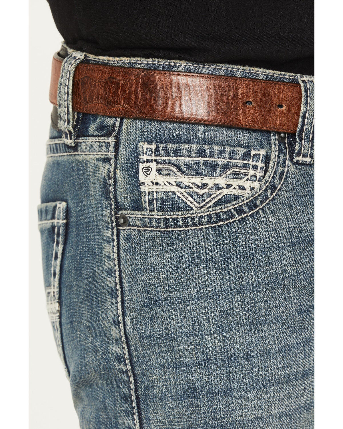 Image #2 - Rock & Roll Denim Men's Pistol Dark Wash Bootcut Denim Jeans, Dark Wash, hi-res