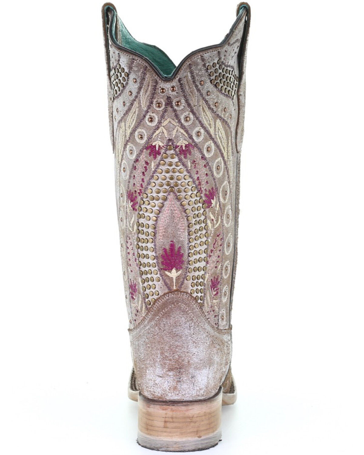 Image #4 - Corral Women's Flowered Embroidery Western Boots - Square Toe, Taupe, hi-res