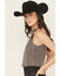 Image #2 - Blue B Women's Sleeveless Rhinestone Striped Halter Denim Top, Black, hi-res