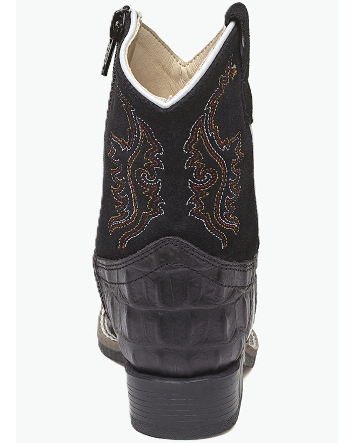 Image #5 - Old West Toddler Boys' Faux Alligator Western Boots - Broad Square Toe, Black, hi-res