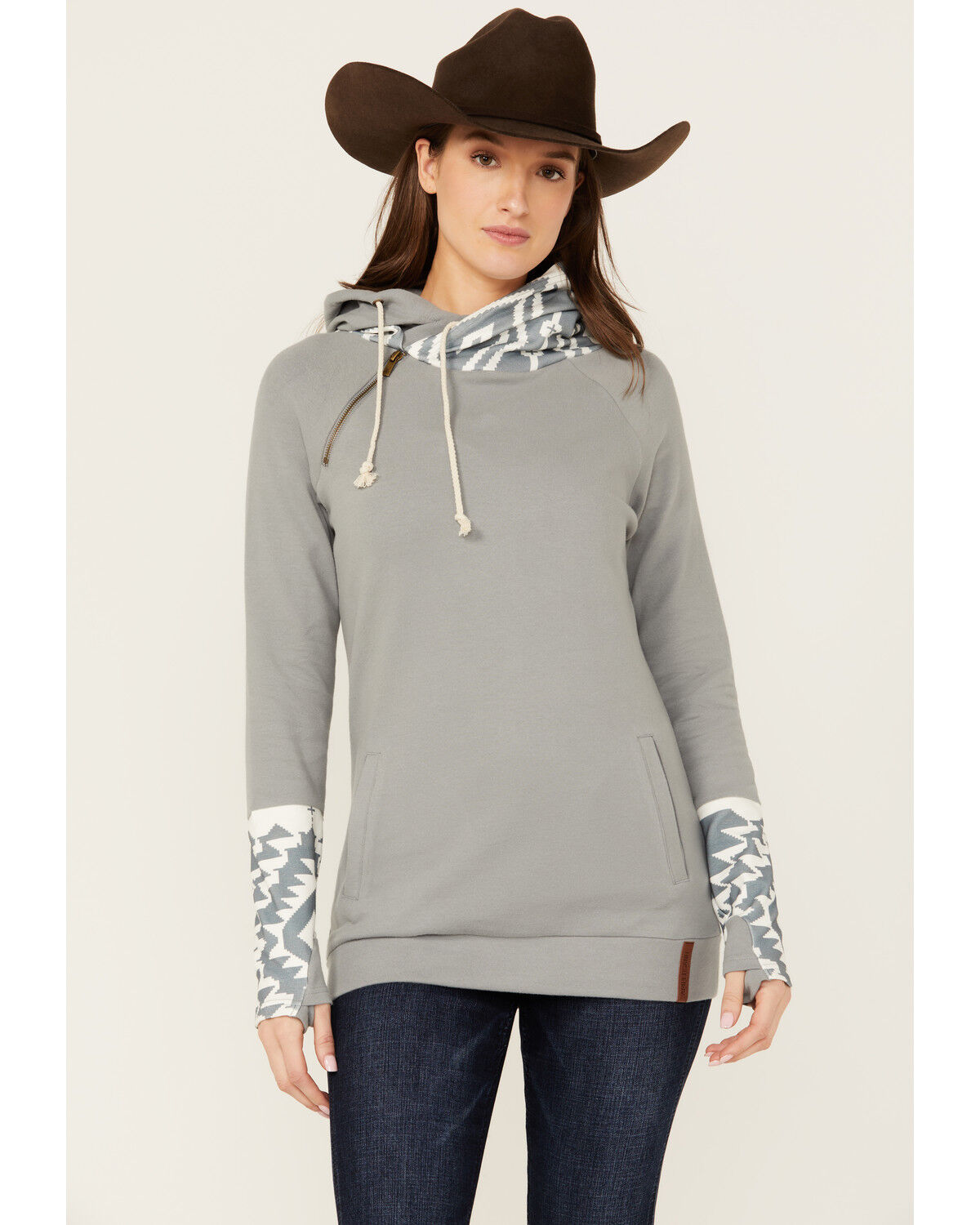 Image #1 - Ampersand Avenue Women's Southwestern Print Hooded Pullover, Green, hi-res