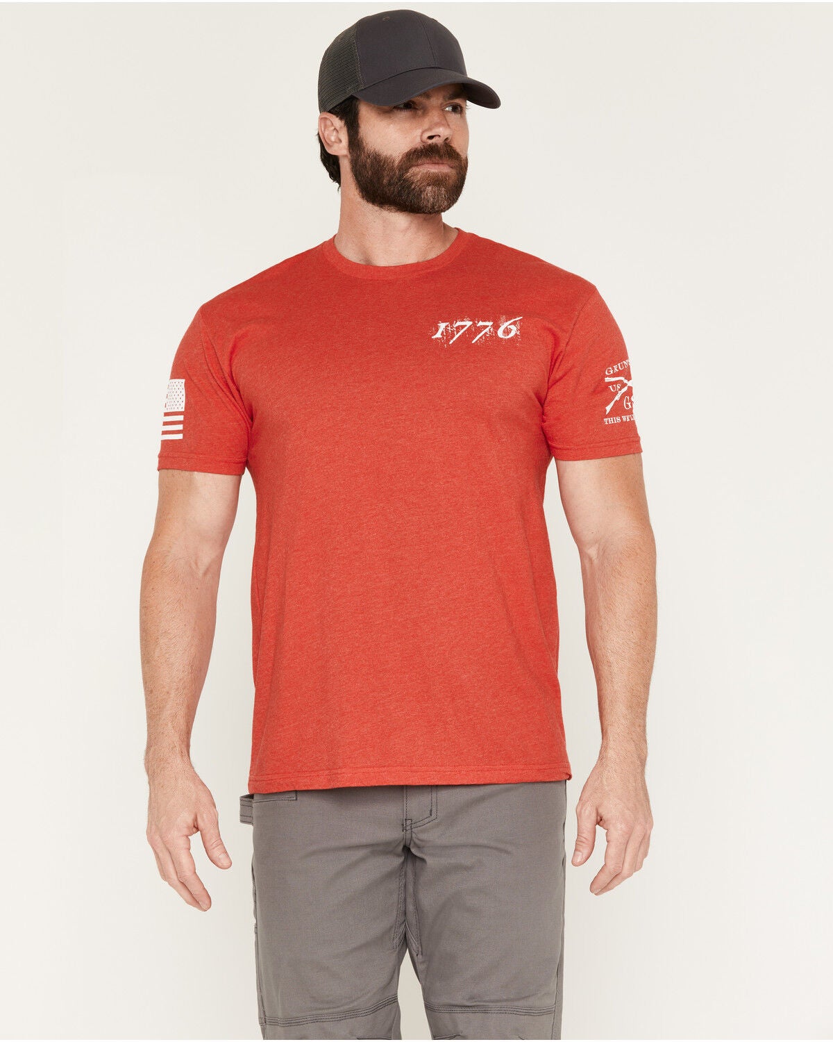Grunt Style Men's 1776 Flag Short Sleeve Graphic T-Shirt, Red, hi-res