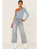 Image #1 - Unpublished Denim Women's Greta Lotus Crop Wide Jeans, Blue, hi-res