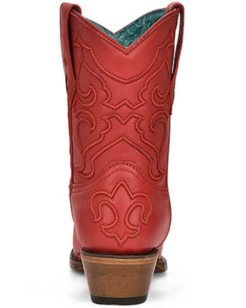 Image #4 - Corral Women's Embroidered Ankle Western Boots - Snip Toe, Red, hi-res
