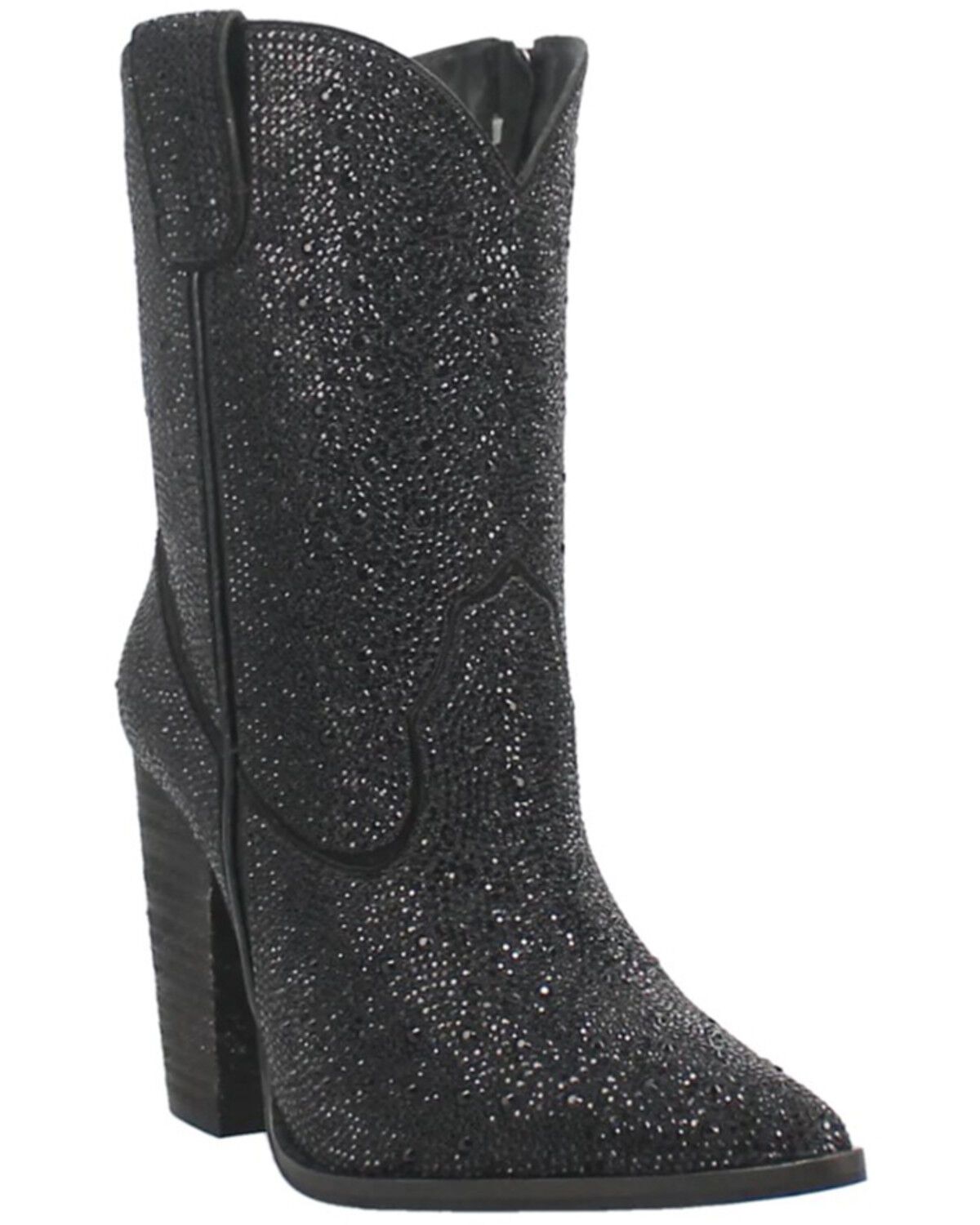 Image #1 - Dingo Women's Neon Moon Rhinestone Booties - Round Toe, Black, hi-res