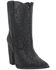 Image #1 - Dingo Women's Neon Moon Rhinestone Booties - Round Toe, Black, hi-res