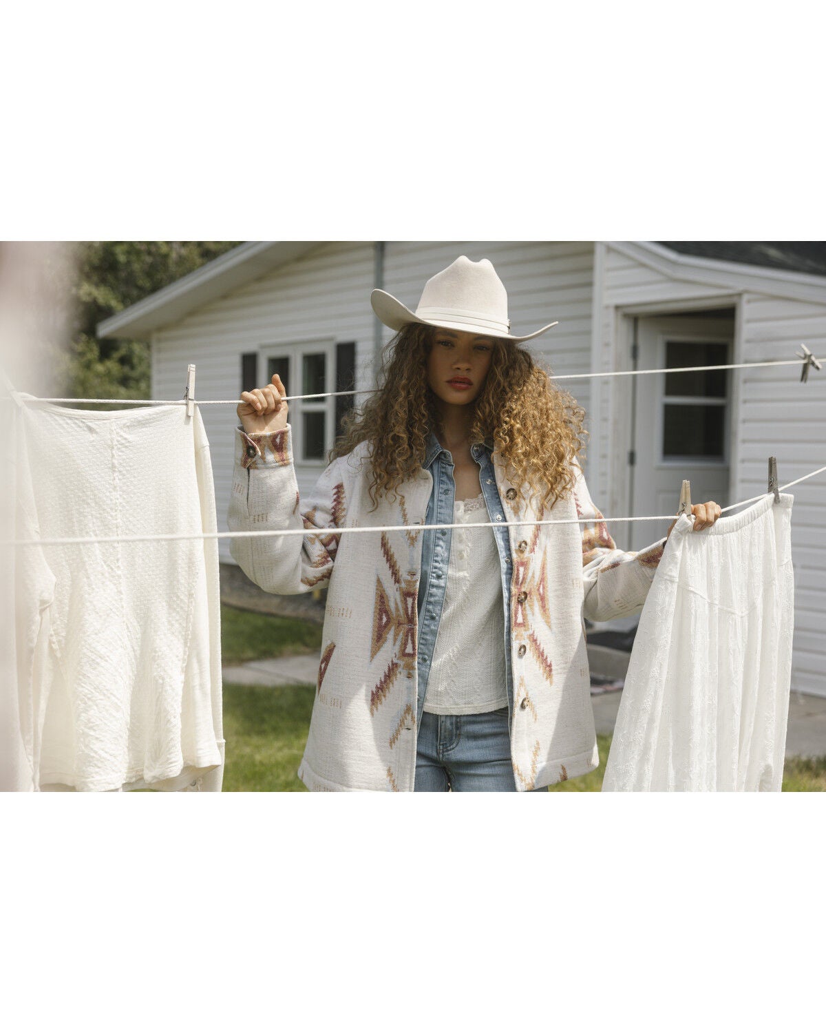 Idyllwind Women's Merritt Southwestern Button-Down Shacket, Cream, hi-res