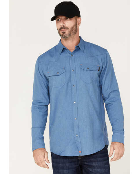 Cody James Men's FR Vented Solid Long Sleeve Button-Down Work Shirt , Light Blue, hi-res