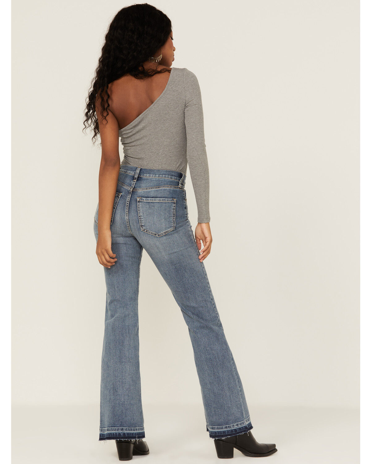 Image #3 - Sneak Peek Women's Vintage High Rise Release Hem Flare Jeans, Blue, hi-res