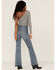 Image #3 - Sneak Peek Women's Vintage High Rise Release Hem Flare Jeans, Blue, hi-res