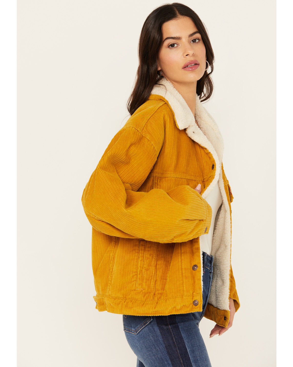 Image #2 - Levi's Women's 90's Corduroy Sherpa Trucker Jacket, Tan, hi-res