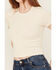 Image #3 - Evergreen Women's Cable Rib Short Sleeve Top, Tan, hi-res