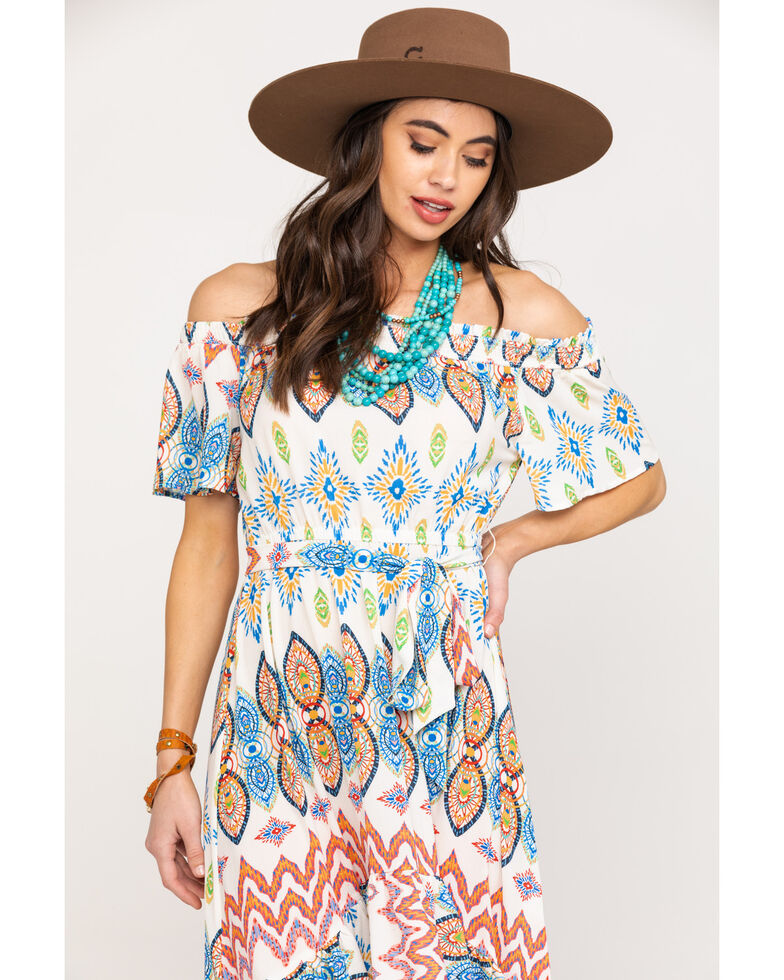 Flying Tomato Women S Off The Shoulder Aztec Print Dress Sheplers
