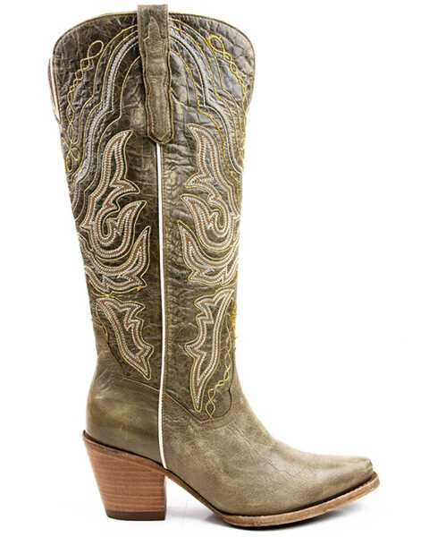 Dan Post Women's Vintage Embroidered Tall Western Boots - Snip Toe, Olive, hi-res