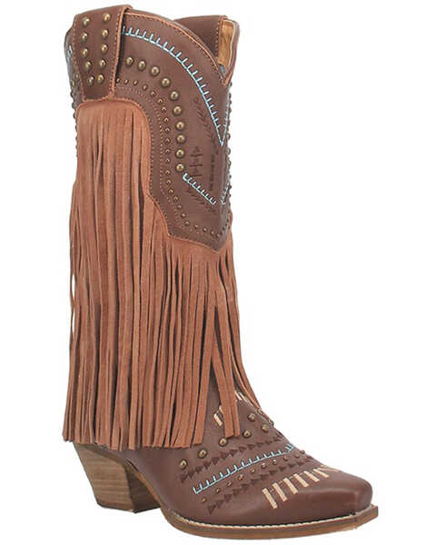 Dingo Women's Gypsy Fringe Fashion Western Boot - Pointed Toe, Brown, hi-res