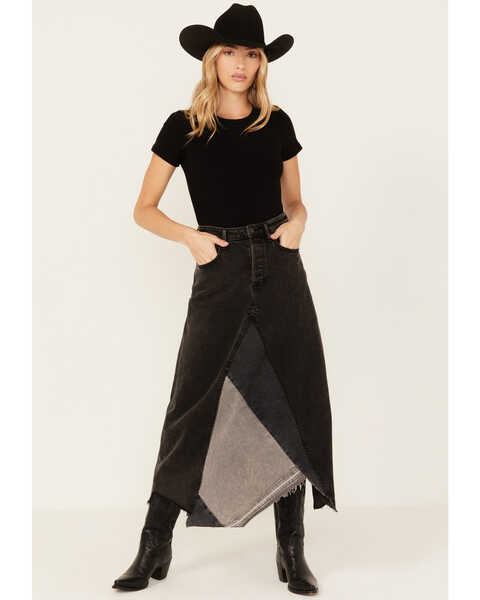 Driftwood Women's Katie Denim Midi Skirt , Black, hi-res