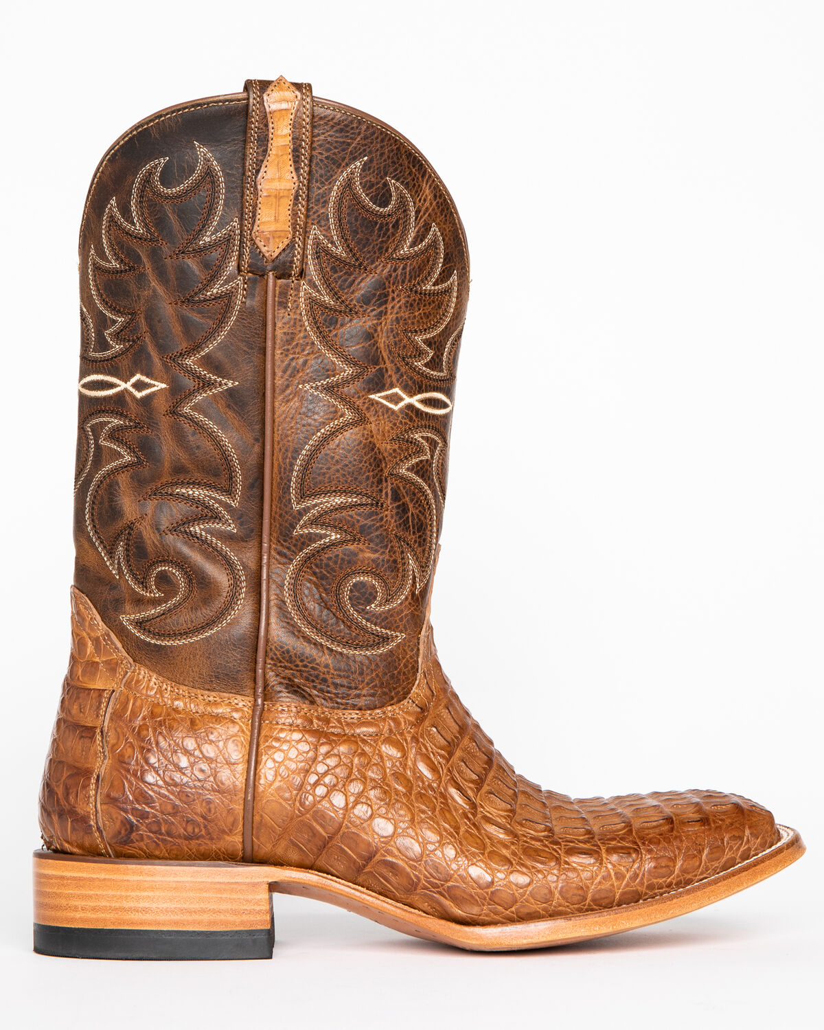 Image #3 - Cody James Men's Burnished Caiman Exotic Boots - Broad Square Toe, Brown, hi-res