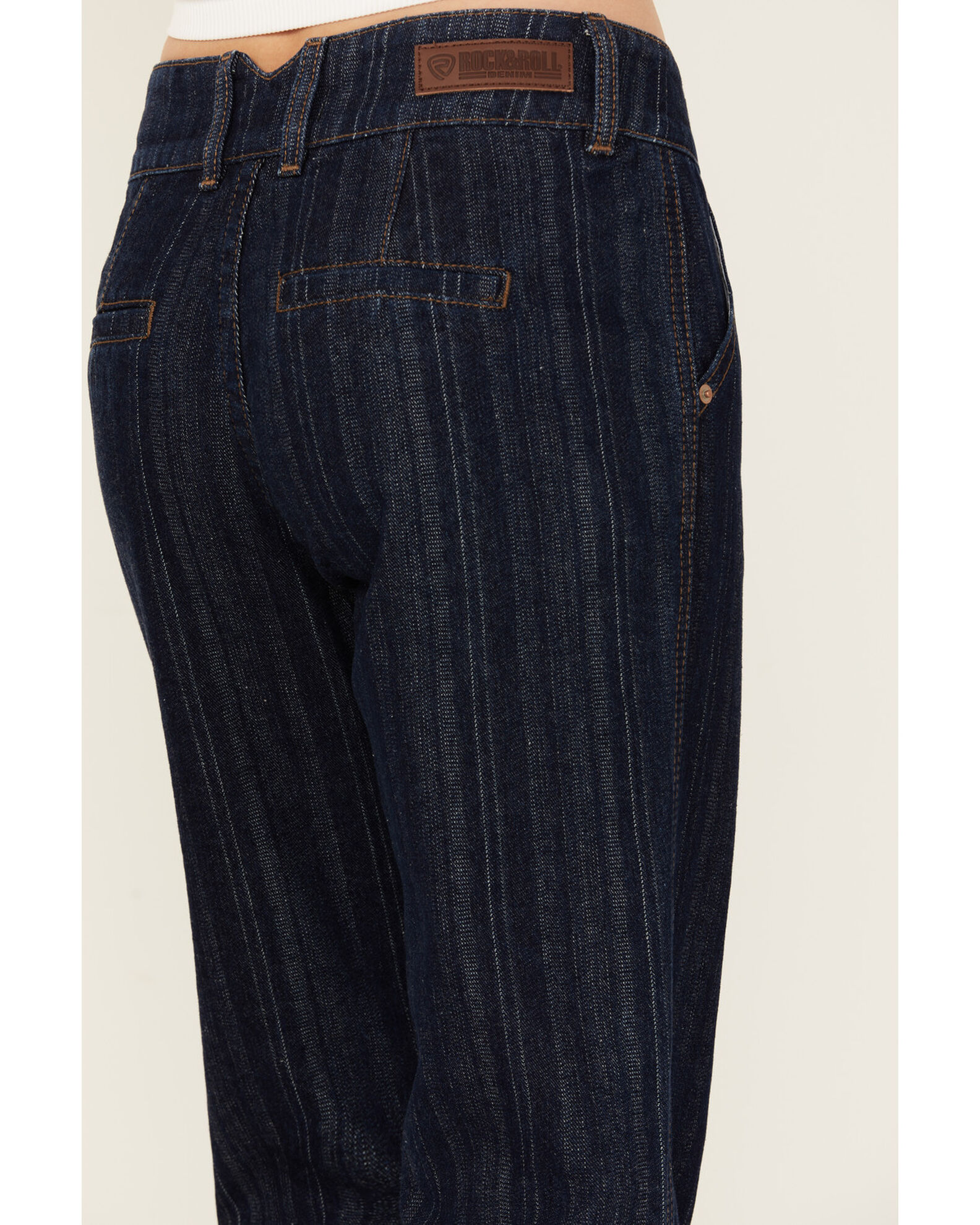 Rock & Roll Denim Women's Dark Wash High Rise Striped