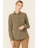 Wrangler ATG Women's All-Terrain Mixed Materials Long Sleeve Button Down Western Core Shirt , Olive, hi-res