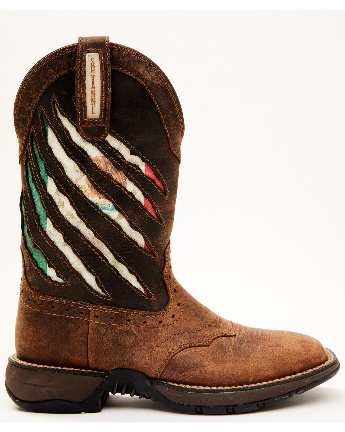 Image #2 - RANK 45® Women's Xero Gravity Lite Mexican Flag Western Performance Boots - Broad Square Toe, Brown, hi-res
