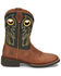 Justin Boys' Bowline Junior Western Boots - Broad Square Toe, Green/brown, hi-res