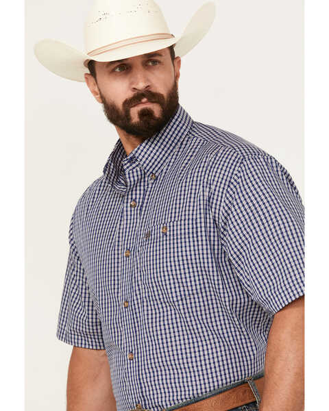 Image #2 - Wrangler Men's Classic Plaid Print Short Sleeve Button-Down Western Shirt - Big, Blue, hi-res