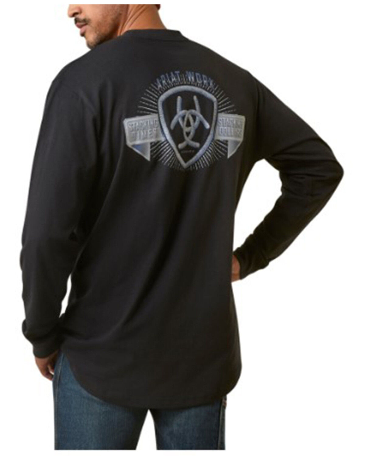 Image #2 - Ariat Men's Rebar Cotton Strong Stacking Dimes Long Sleeve Graphic T-Shirt, Black, hi-res