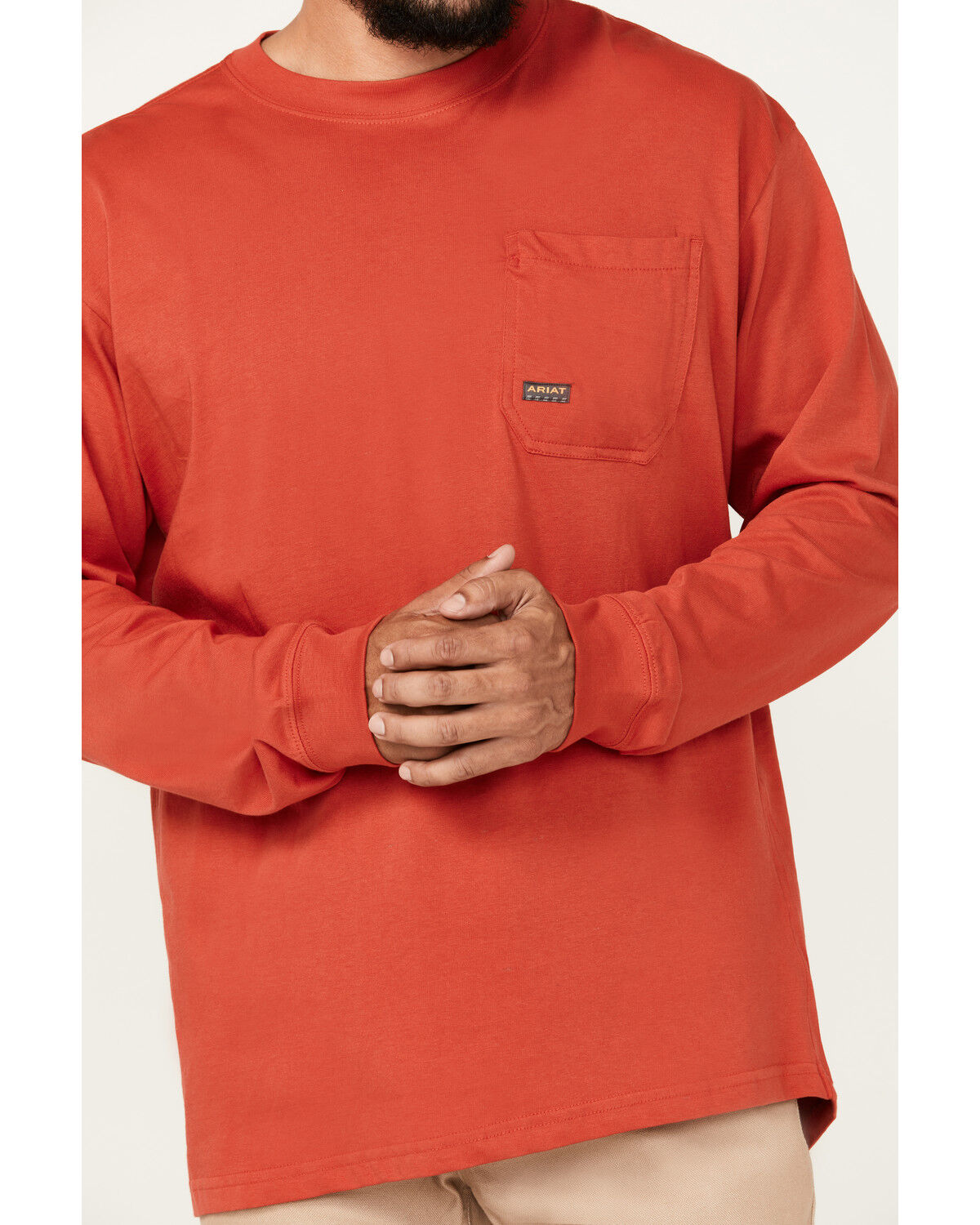 Image #3 - Ariat Men's Rebar Cotton Strong Stacking Dimes Long Sleeve Graphic T-Shirt, Red, hi-res