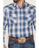 Image #3 - Ely Walker Men's Large Dobby Plaid Long Sleeve Pearl Snap Western Shirt , Navy, hi-res