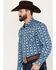 Cinch Men's Southwestern Print Long Sleeve Western Snap Shirt, Light Blue, hi-res