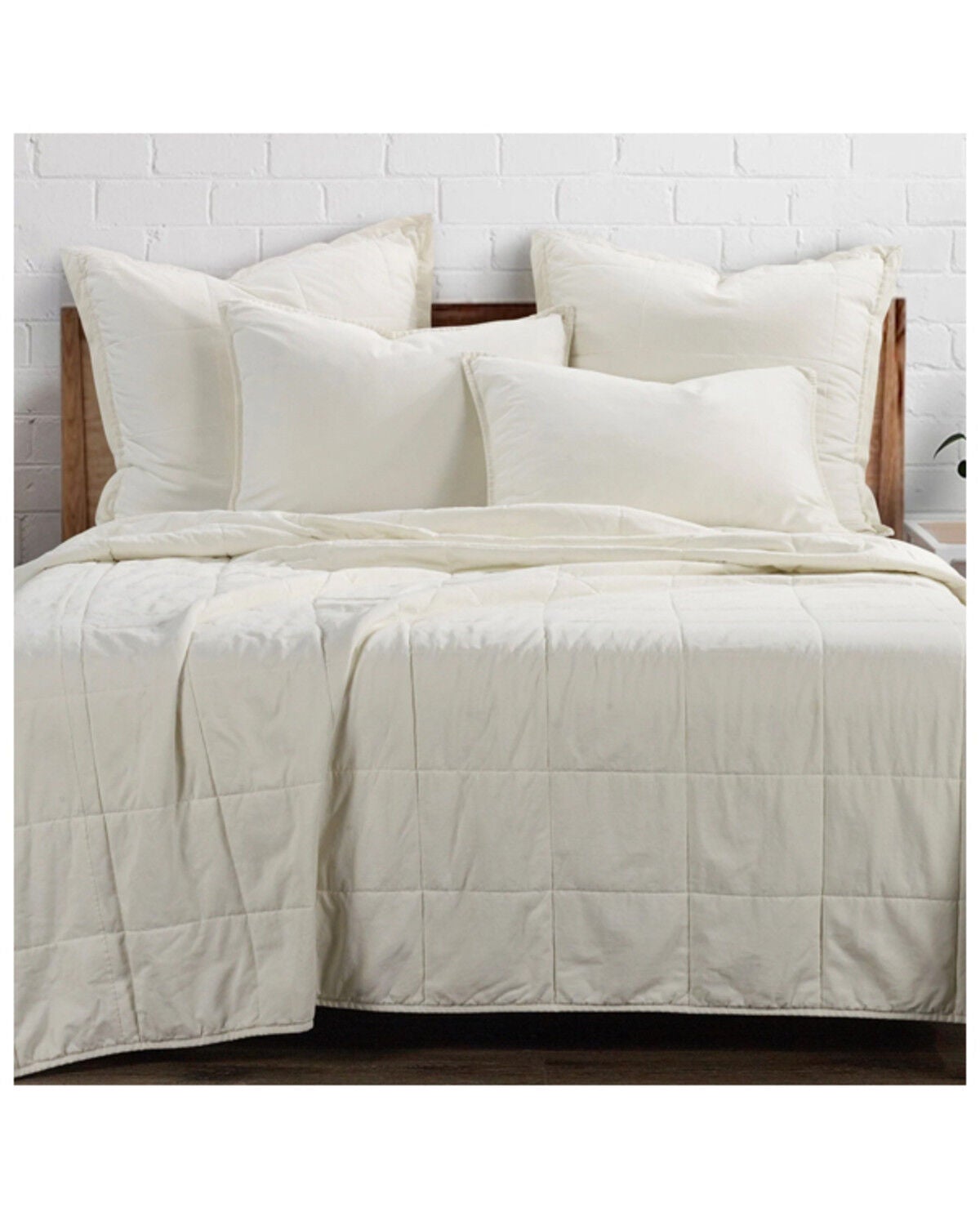 HiEnd Accents Natural Stonewashed Cotton Canvas King Coverlet Set, Natural, hi-res