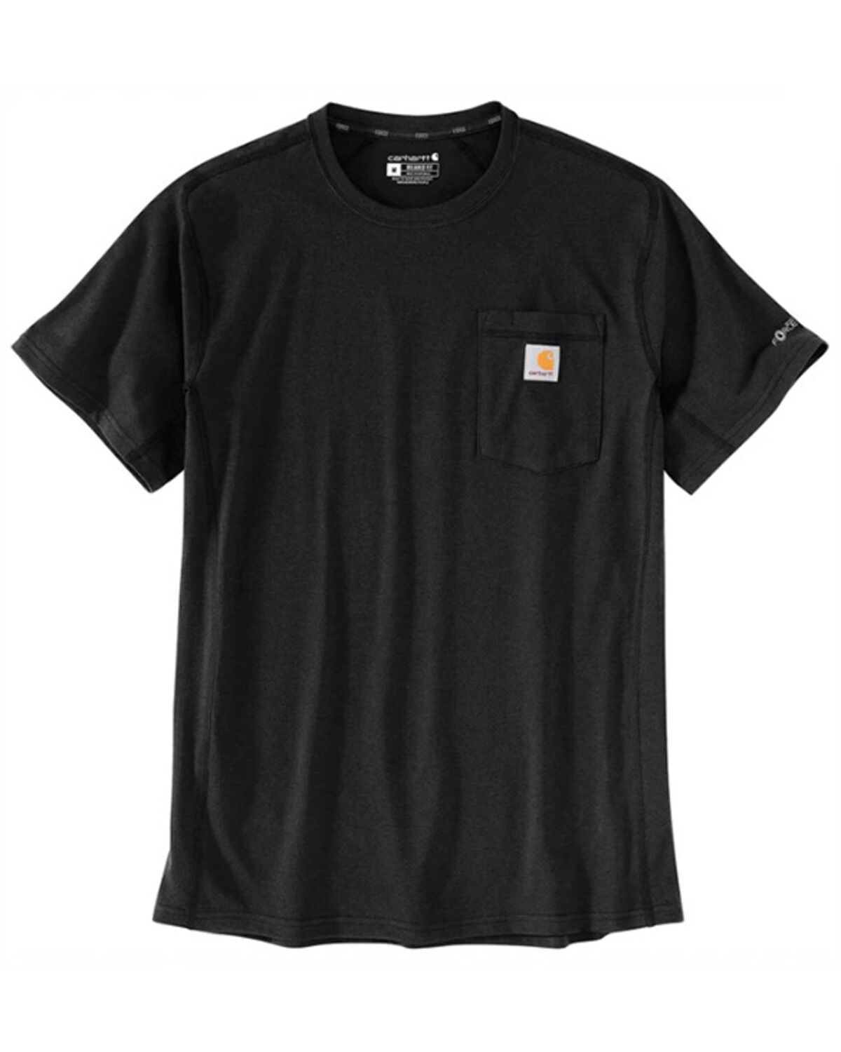 Image #1 - Carhartt Men's Force Relaxed Midweight Logo Pocket Short Sleeve Work T-Shirt, Black, hi-res