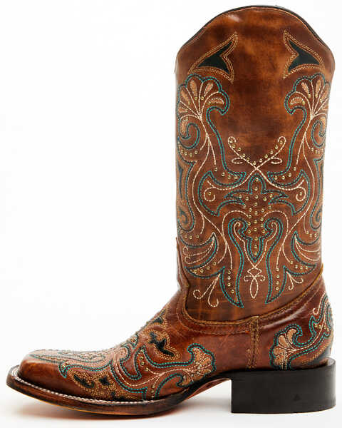Image #3 - Corral Women's Embroidered Western Boots - Broad Square Toe, Tan, hi-res