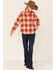 Levi's Women's Scarlet Flame Plaid Print Long Sleeve Button Down Western Flannel Shirt , Red, hi-res