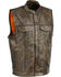 Image #2 - Milwaukee Leather Men's Open Neck Snap/Zip Front Club Style Vest, Black/tan, hi-res