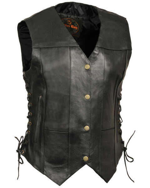 Milwaukee Leather Women's 6 Pocket Side Lace Concealed Carry Vest - 3X , Black, hi-res
