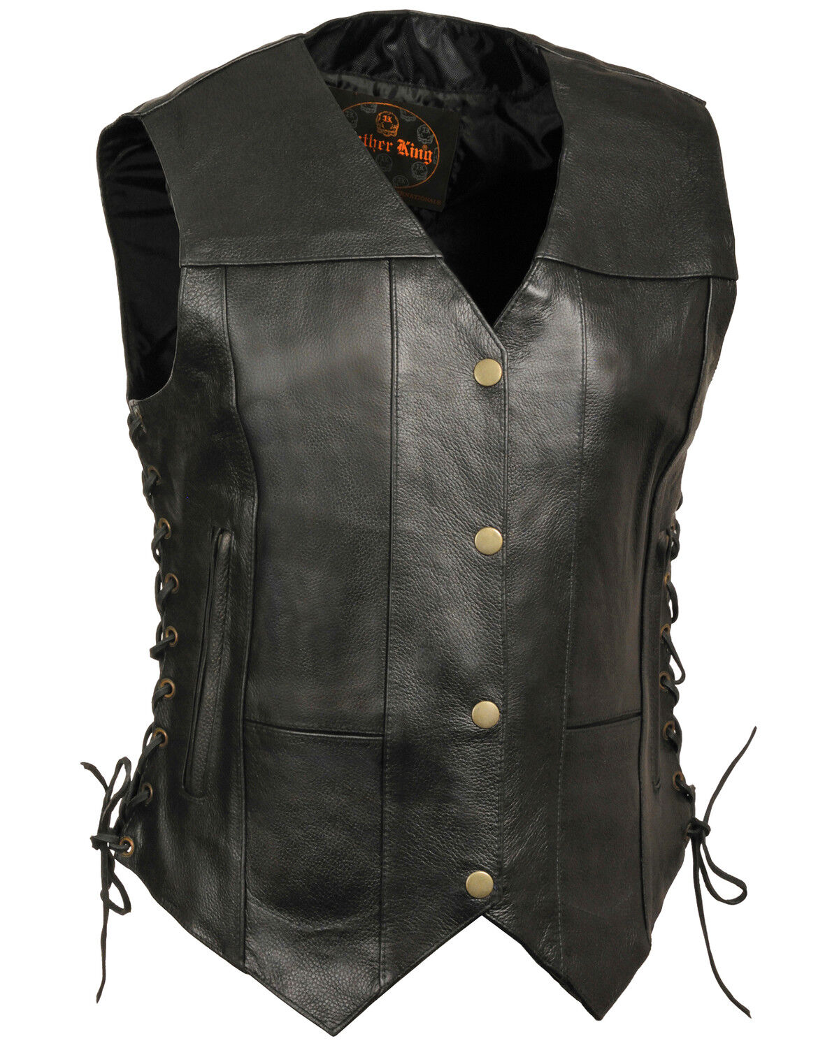Image #1 - Milwaukee Leather Women's 6 Pocket Side Lace Concealed Carry Vest - 3X, Black, hi-res