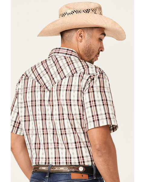 Moonshine Spirit Men's TNT Large Plaid Short Sleeve Snap Western Shirt , White, hi-res