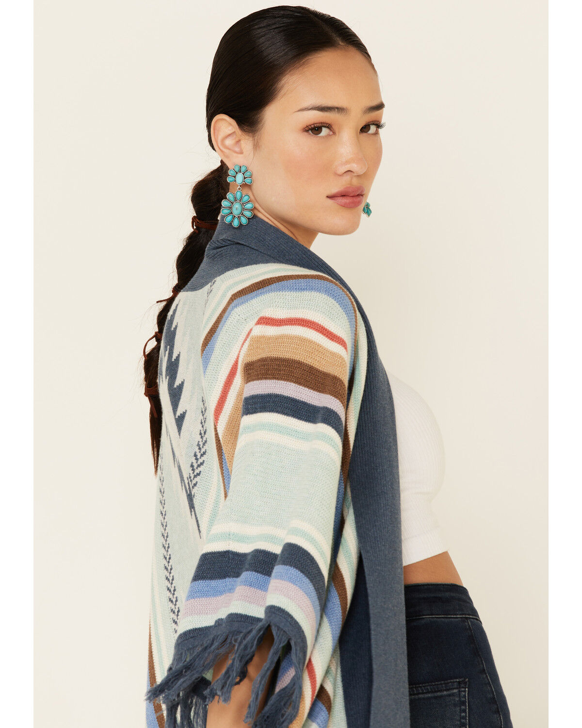 Image #5 - Tasha Polizzi Women's Topaz Ventura Serape Kimono Cardigan, Blue, hi-res
