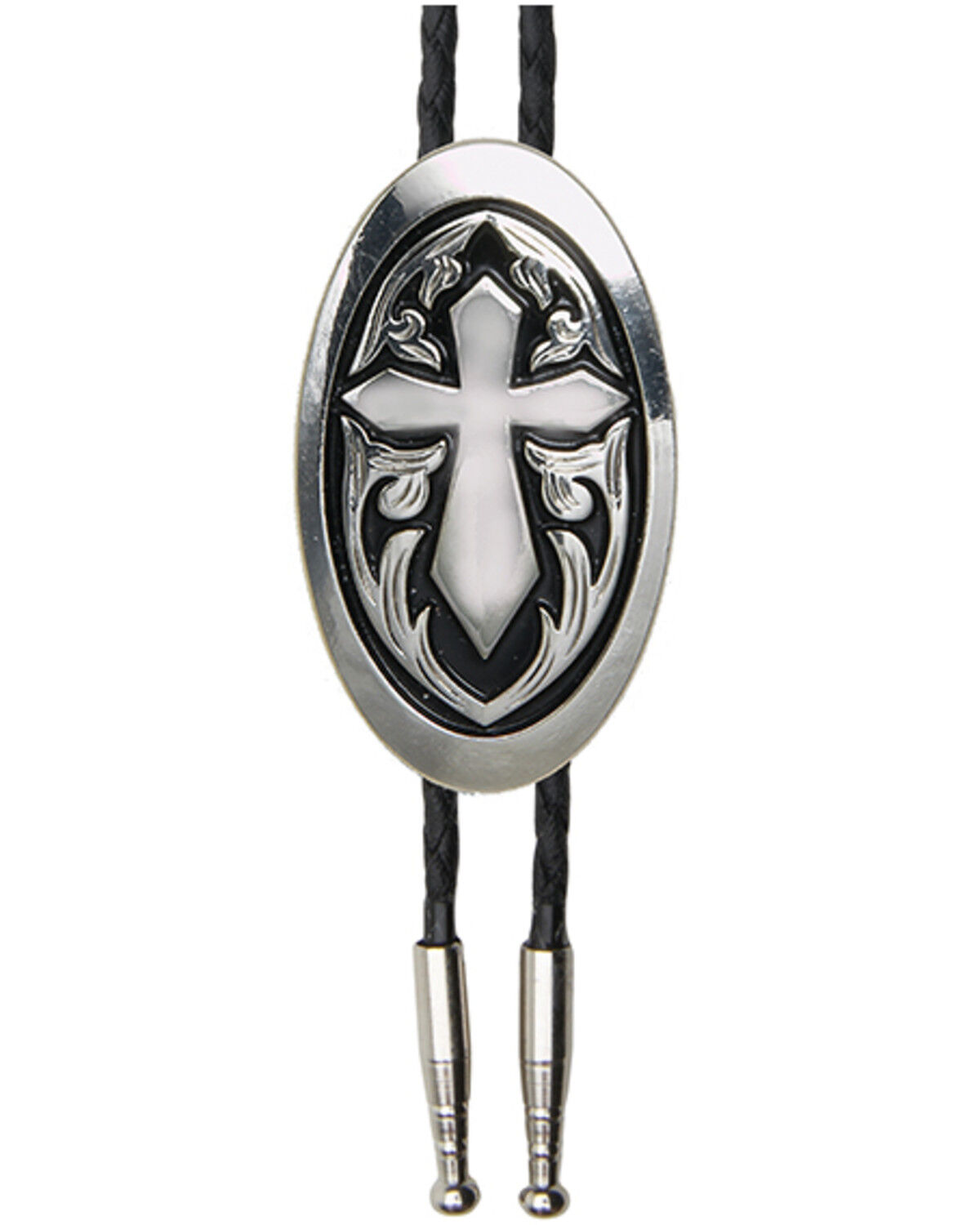 Image #1 - Cody James Men's Oval Cross Bolo Tie, Silver, hi-res