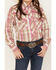 Image #3 - Cowgirl Hardware Girls' Embroidered Horse Plaid Print Long Sleeve Pearl Snap Western Shirt, Pink, hi-res