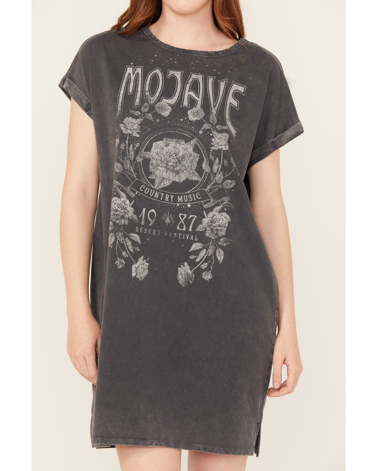 Image #3 - Cleo + Wolf Women's Coleson Short Sleeve Graphic Mini T-Shirt Dress, Charcoal, hi-res