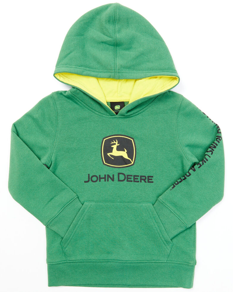 John Deere Toddler Boys' Green Trademark Fleece Hooded Sweatshirt, Green, hi-res