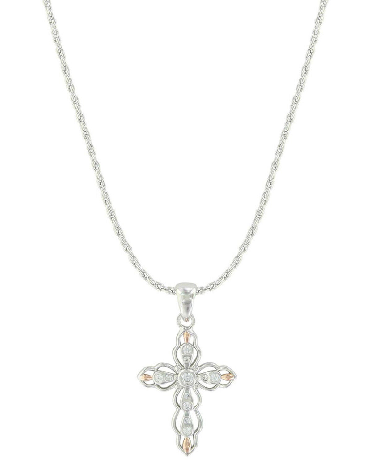 Montana Silversmiths Women's Against The Light Cross Necklace, Silver, hi-res