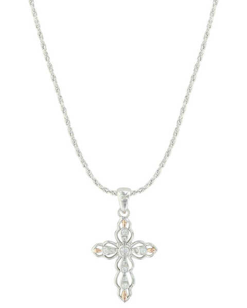 Image #1 - Montana Silversmiths Women's Against The Light Cross Necklace, Silver, hi-res