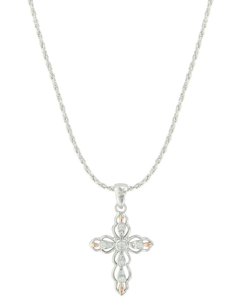 Montana Silversmiths Women's Against The Light Cross Necklace, Silver, hi-res