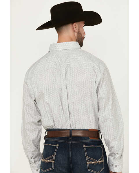 Image #4 - George Strait by Wrangler Men's Square Geo Print Long Sleeve Button-Down Stretch Western Shirt , Grey, hi-res